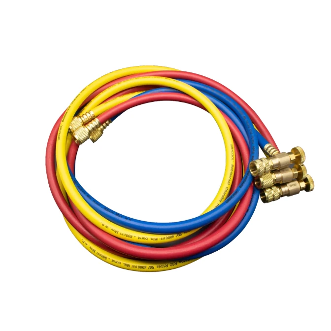 Set de mangueras con valvula de seguridad para manometro 60 pulg 4.000 psi 1/4" x 1/4"  MRH-2SV WIPCOOL